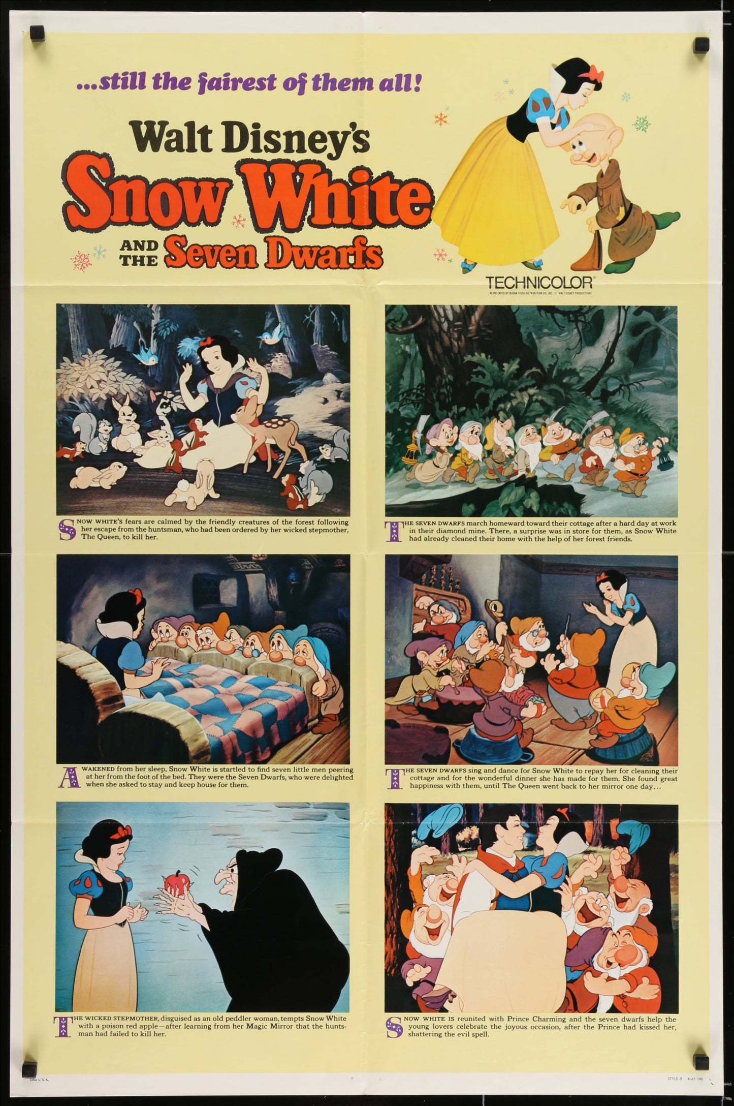 Walt Disney's Snow White And The Seven Dwarfs US One Sheet Style B (R 1967) - posterpalace.com