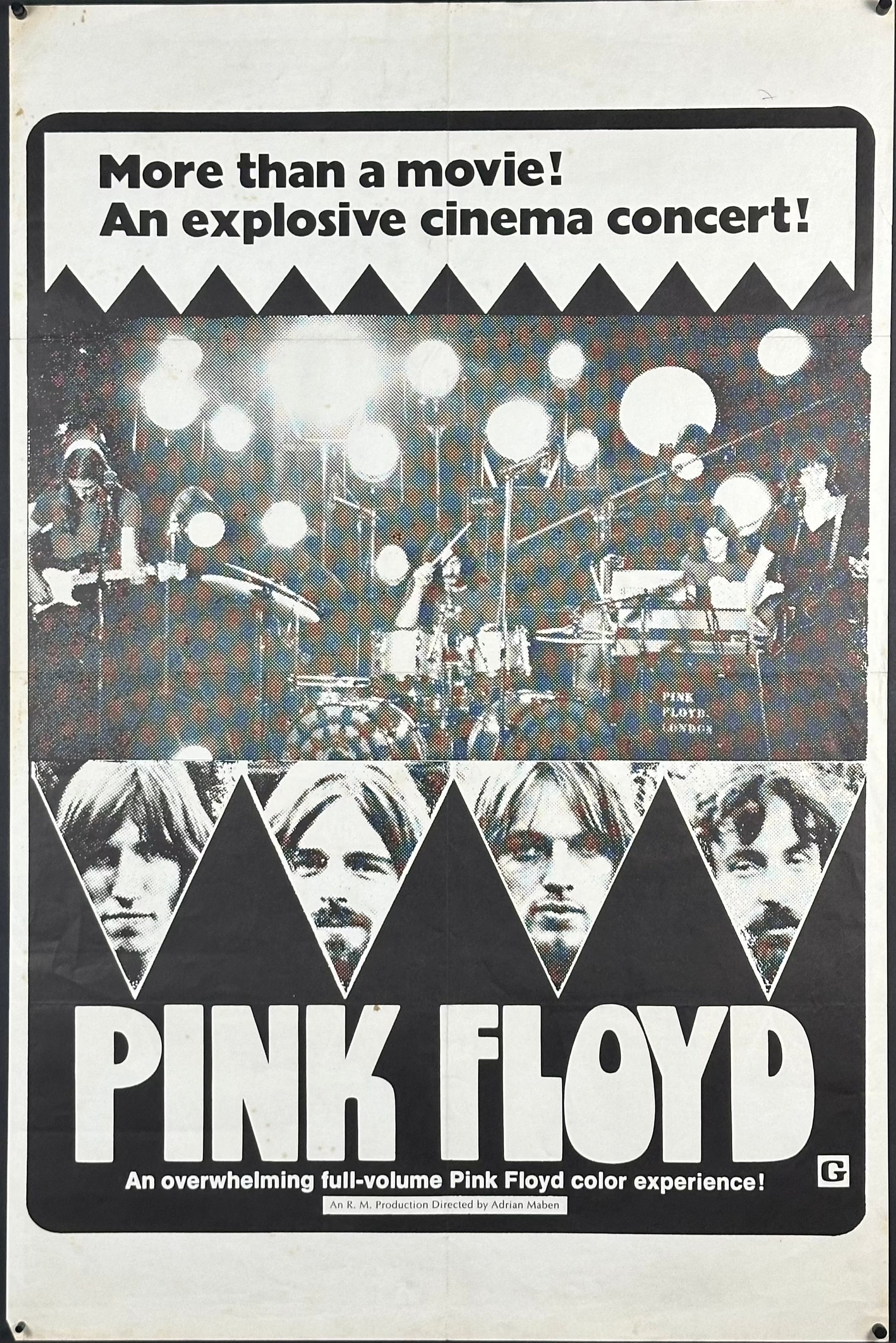 Pink Floyd: Live At Pompeii Vintage US One Sheet (R 1974