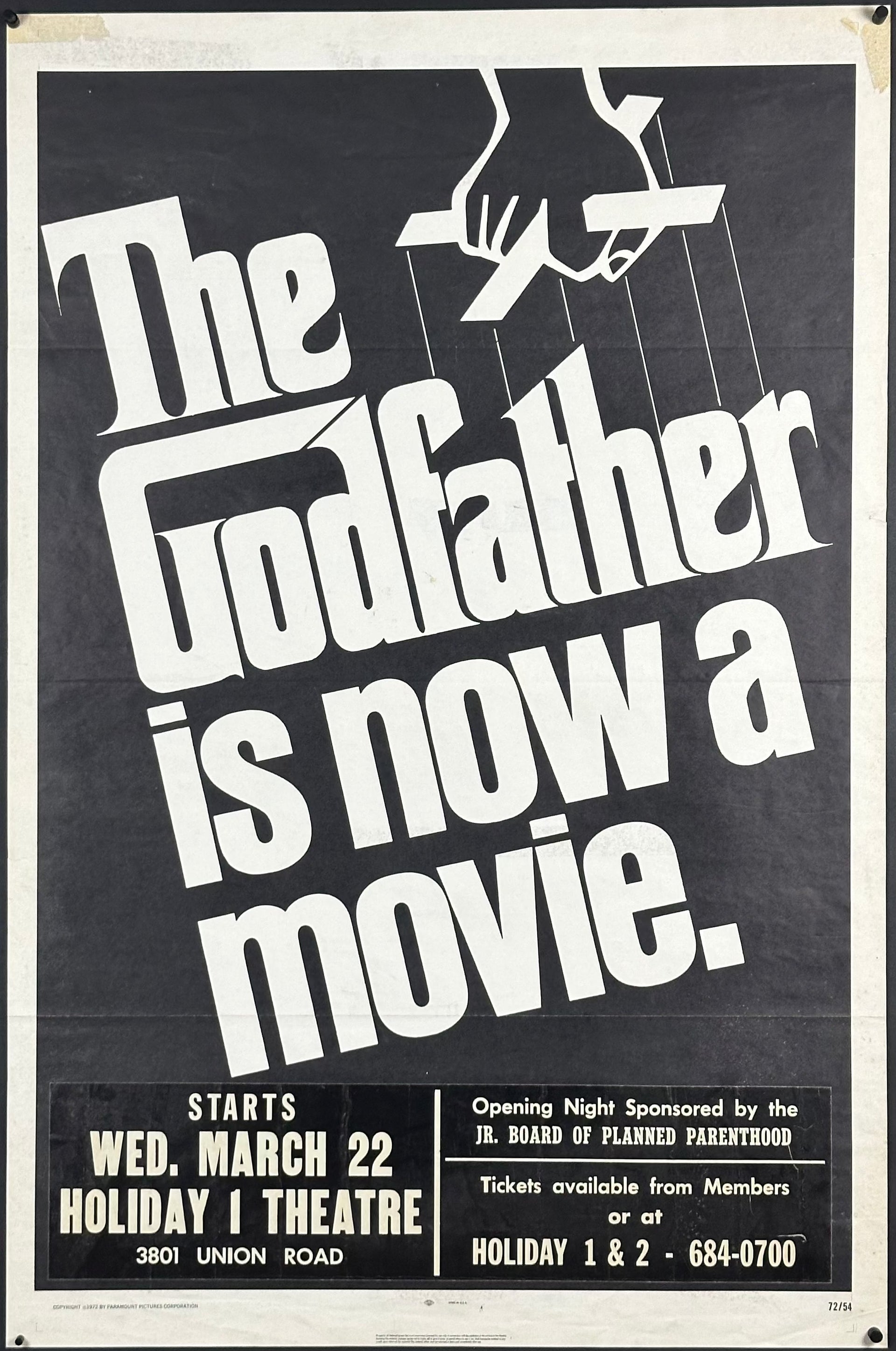 The Godfather Vintage US One Sheet Advance Style (1972) - ORIGINAL