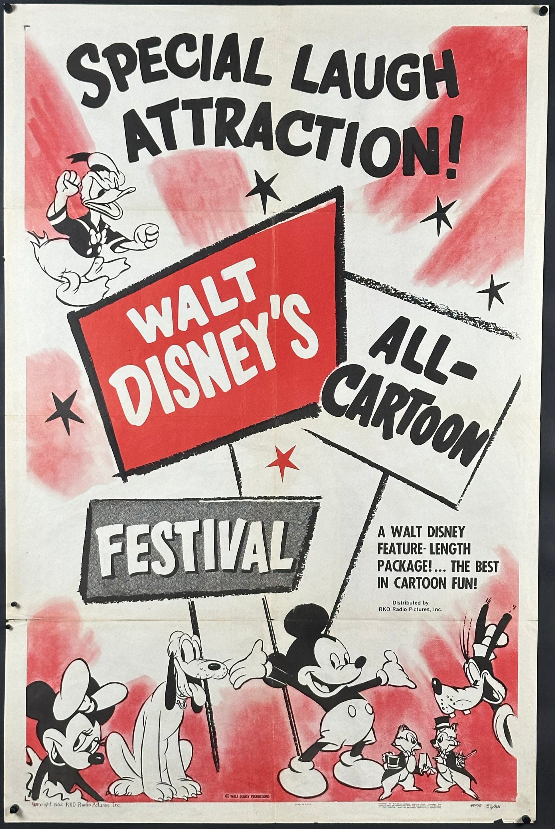 Walt Disney's All-Cartoon Festival Vintage US One Sheet (1953) - ORIGINAL RELEASE - posterpalace.com