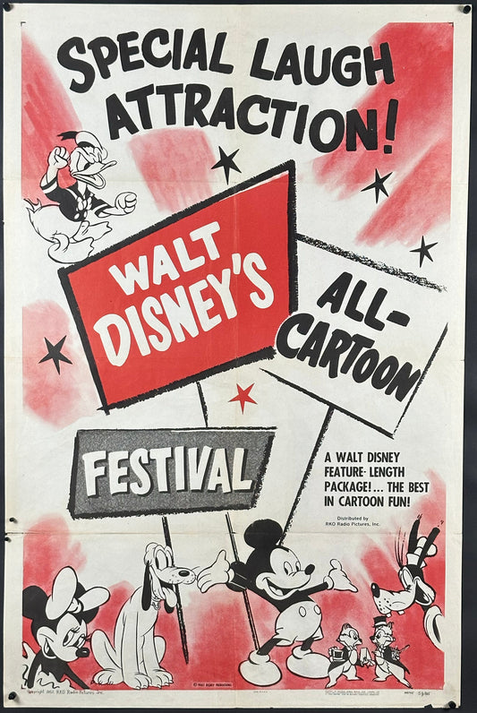 Walt Disney's All-Cartoon Festival Vintage US One Sheet (1953) - ORIGINAL RELEASE - posterpalace.com