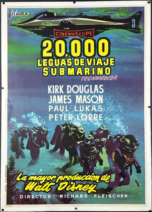 20,000 Leagues Under The Sea Spanish One Sheet (R 1955) - posterpalace.com