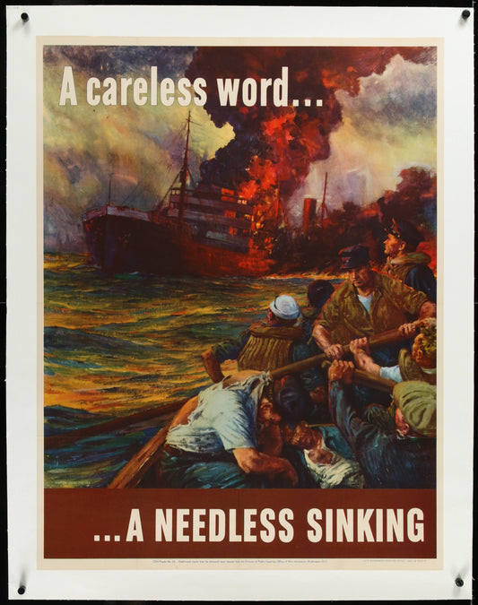 "A Careless Word...A Needless Sinking" WWII Home Front Poster by Anton Otto Fischer (1942) - posterpalace.com