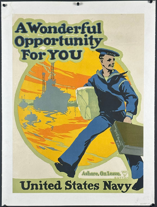 "A Wonderful Opportunity" WWI U.S. Navy Recruitment Poster by Charles Edwin Ruttan - TRIMMED - (1917) - posterpalace.com