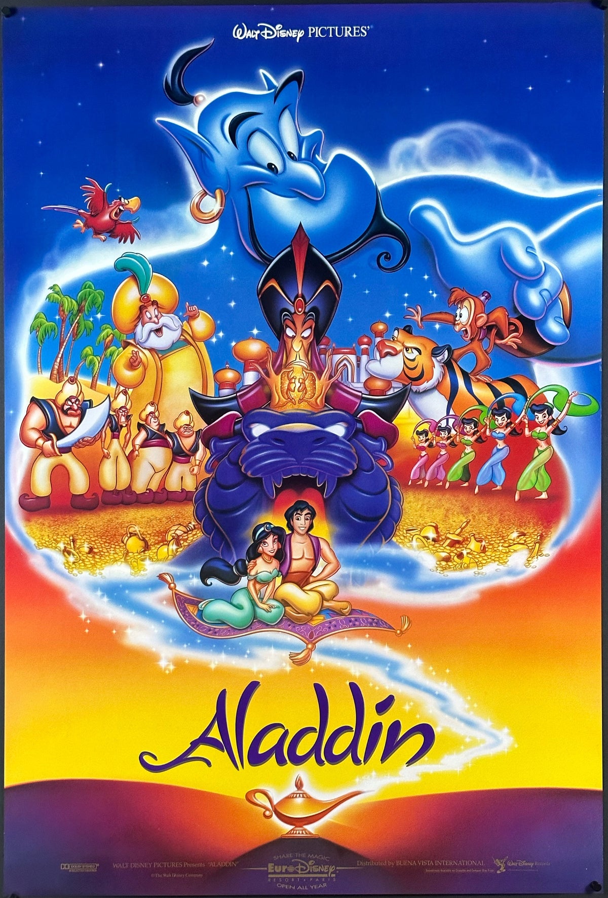 Aladdin Retro Aladdin Vintage International One Sheet Cast Style (1992) - ORIGINAL R ...