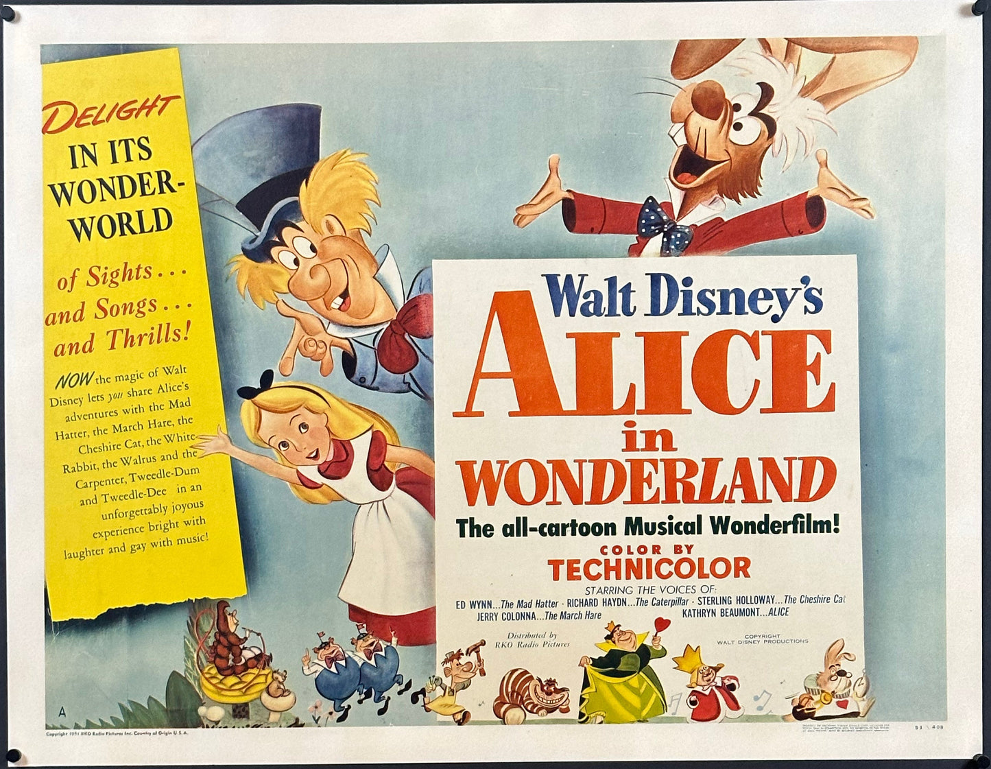Alice In Wonderland US Half Sheet Style A (1951) - ORIGINAL RELEASE - posterpalace.com