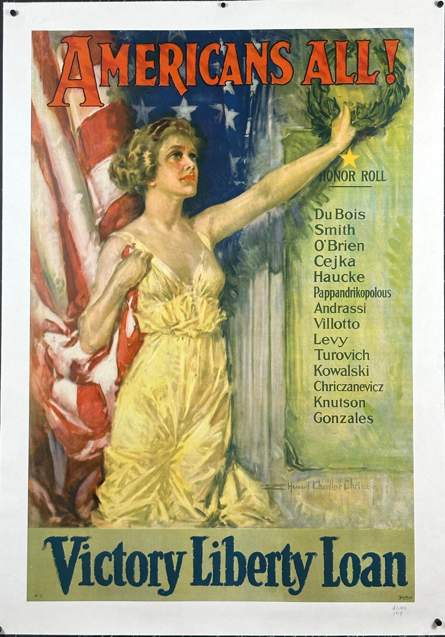 "Americans All!" WWI Christy Girl Poster by Howard Chandler Christy (1919) - posterpalace.com