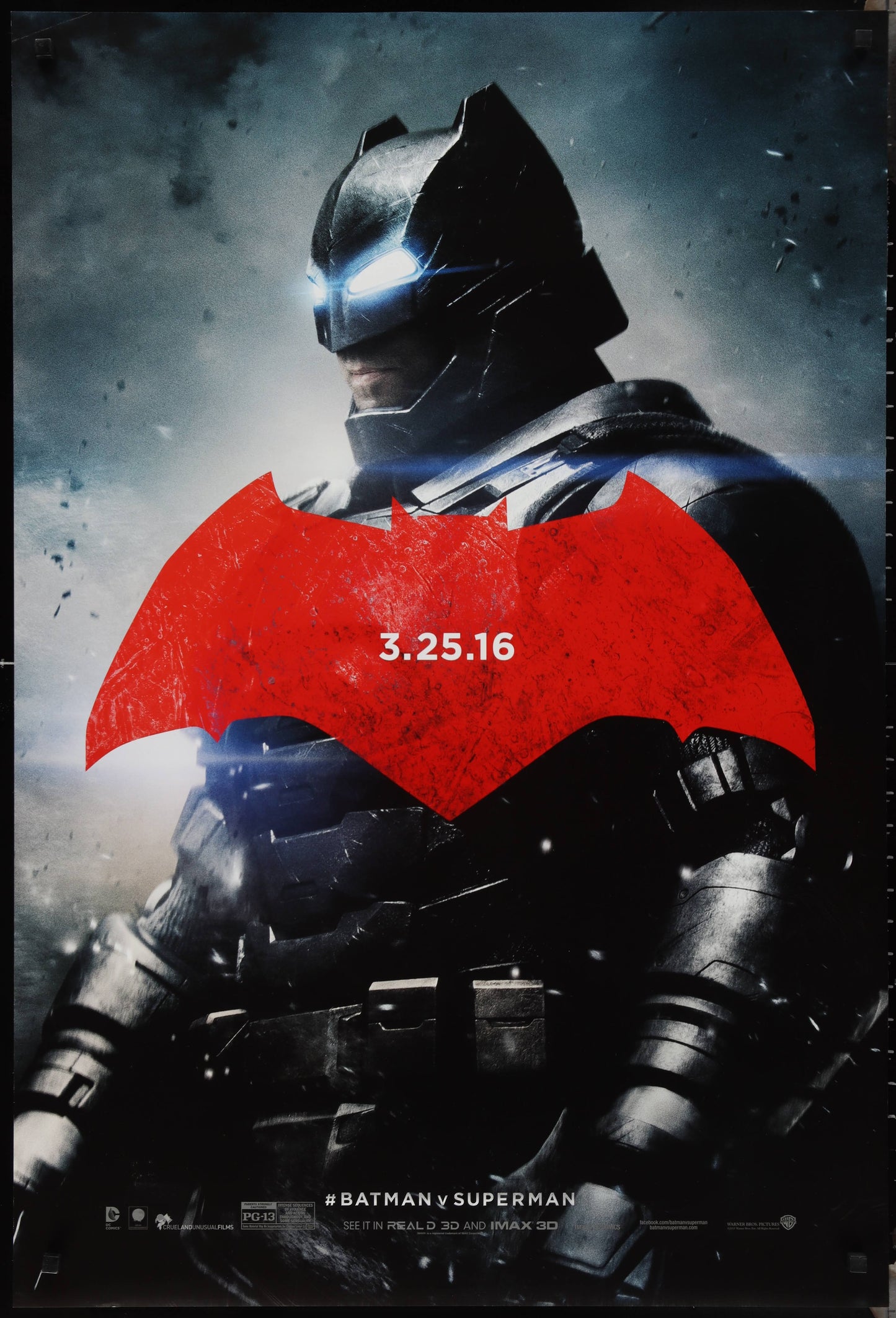 Batman v Superman: Dawn Of Justice US One Sheet Batman Teaser Style (2016) - ORIGINAL RELEASE - posterpalace.com