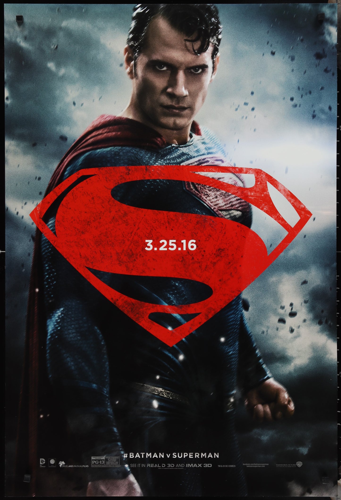 Batman v Superman: Dawn Of Justice US One Sheet Superman Teaser Style (2016) - ORIGINAL RELEASE - posterpalace.com