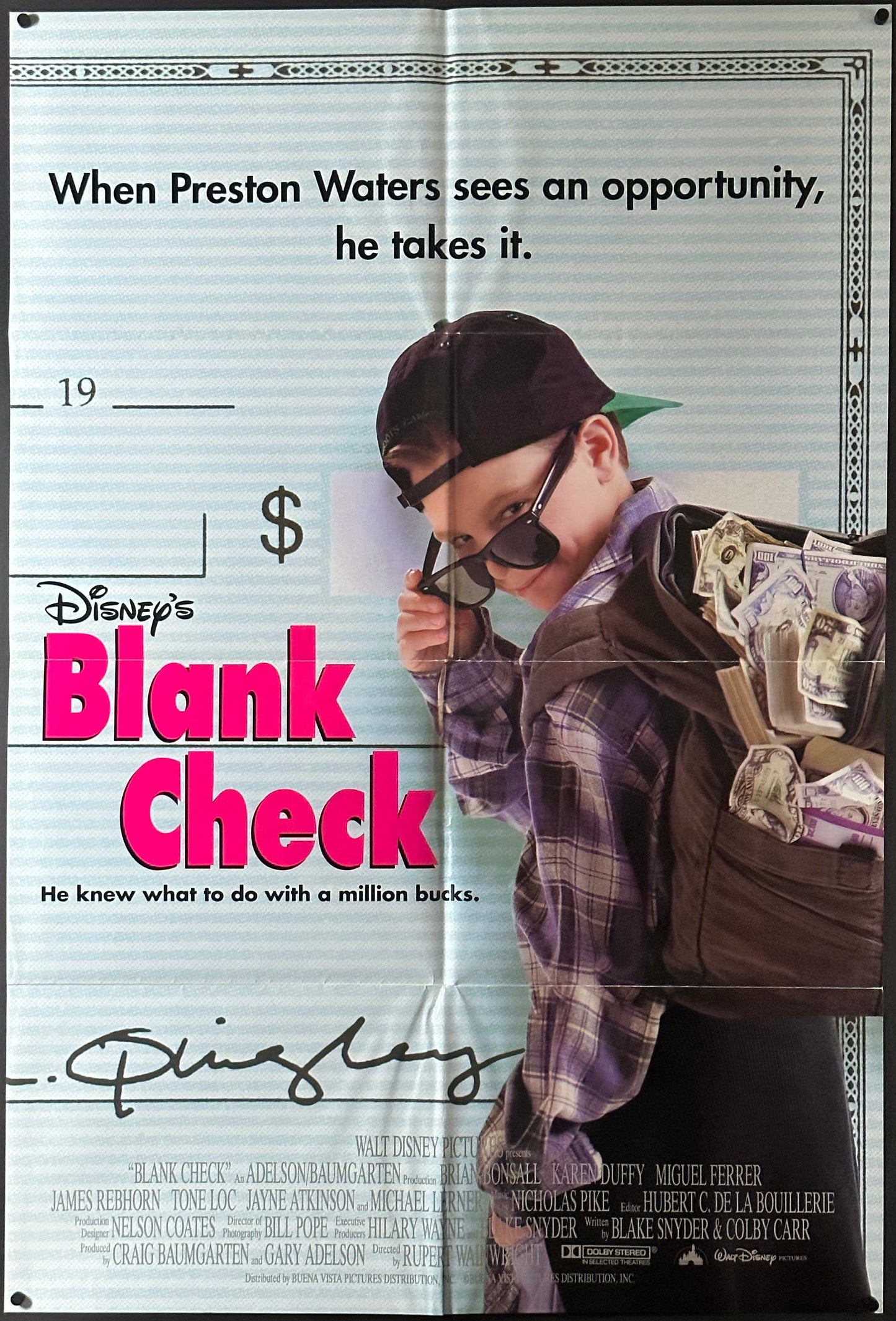 Blank Check US One Sheet (1994) - ORIGINAL RELEASE - posterpalace.com