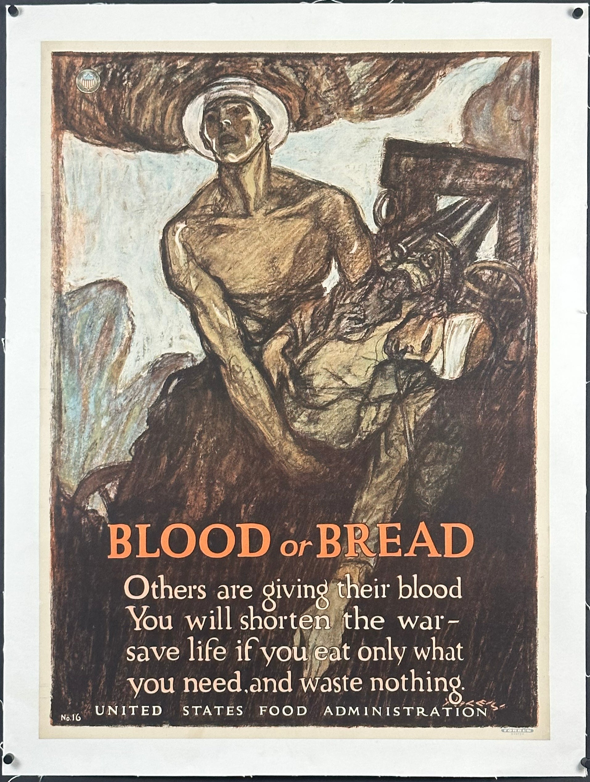 "Blood Or Bread" WWI Home Front Rationing Poster by Henry Raleigh (1918) - posterpalace.com