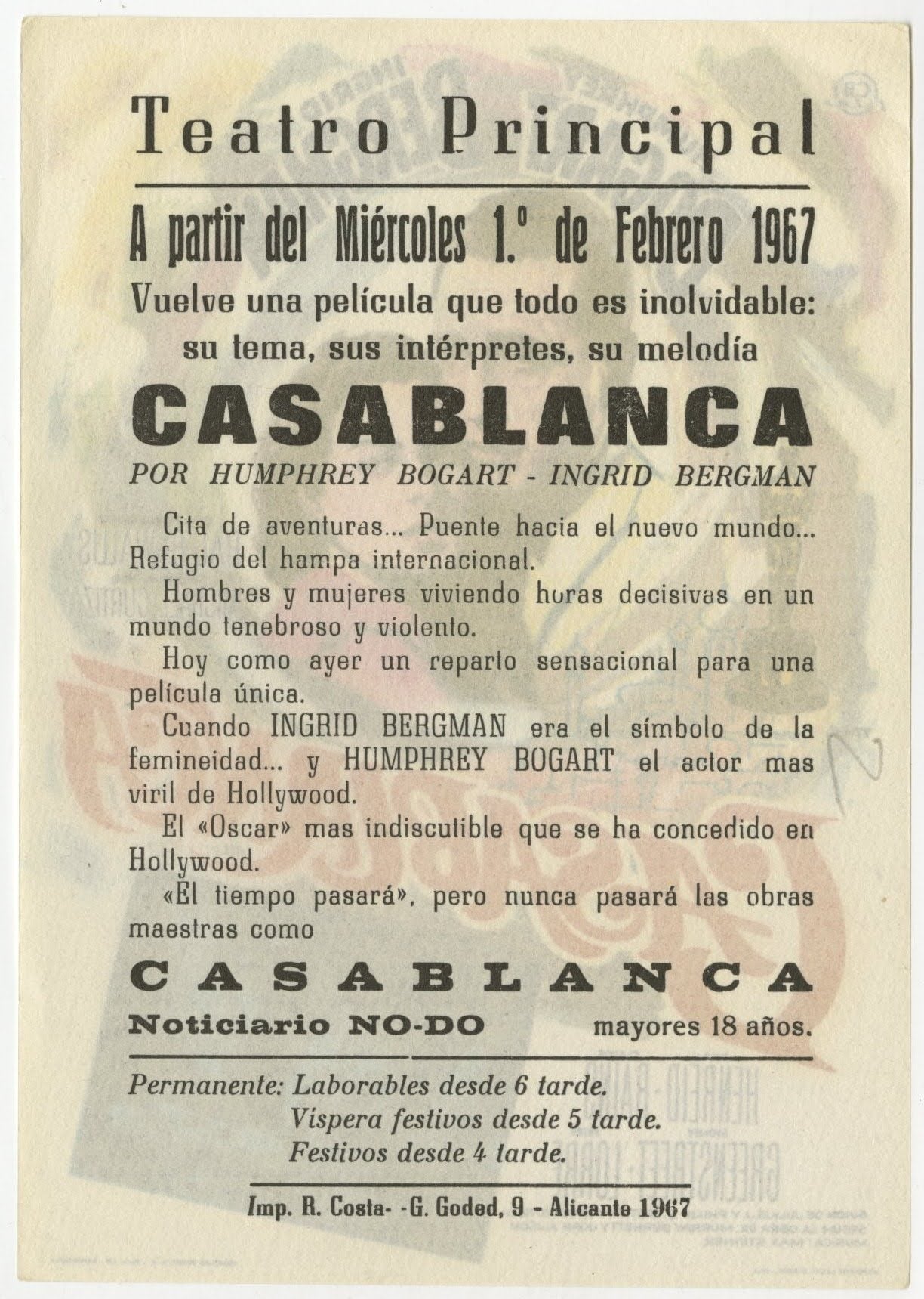 Casablanca Spanish Herald (R 1965) - posterpalace.com