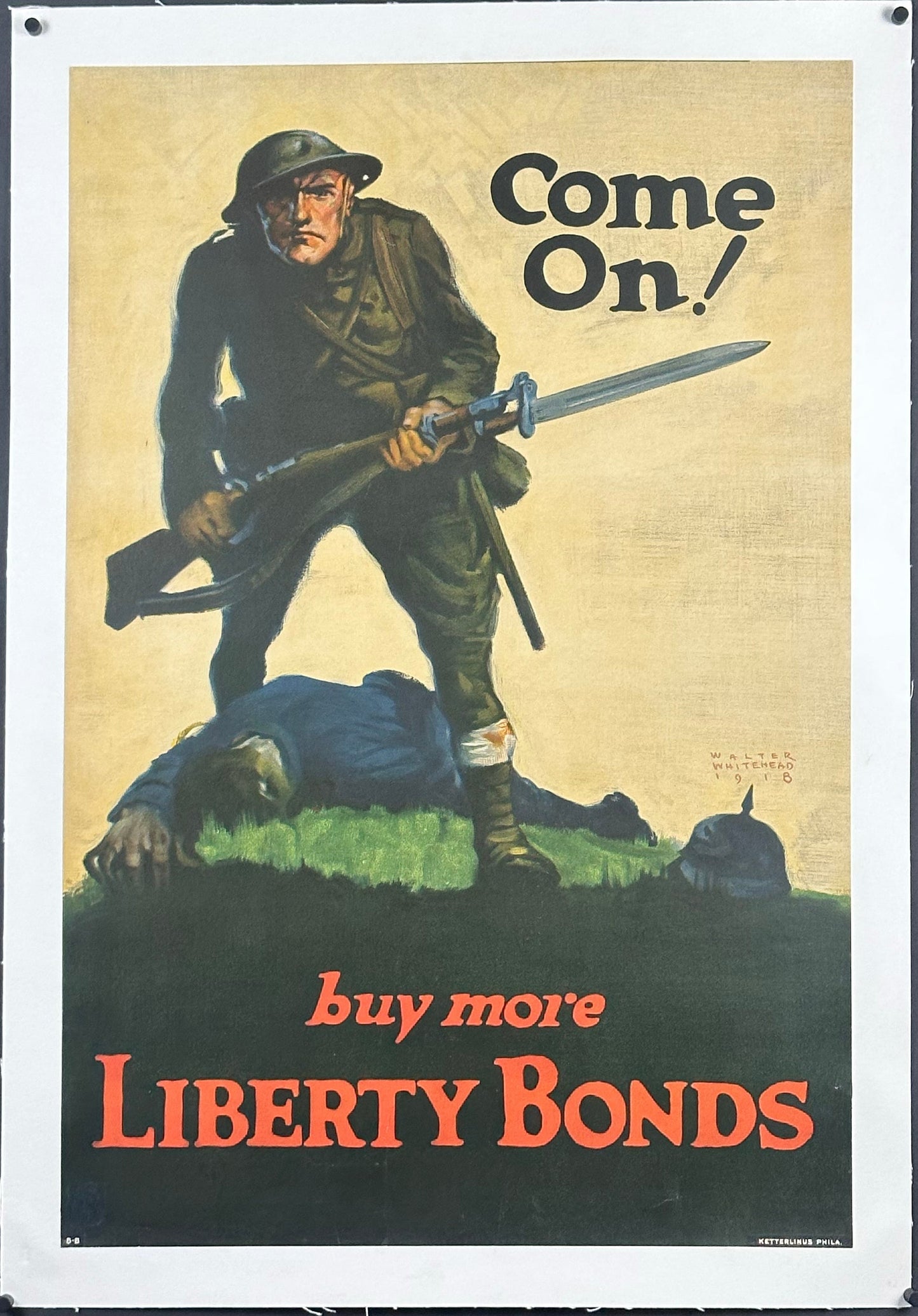 "Come On!" WWI Home Front Bonds Poster by Walter Whitehead (1917) - posterpalace.com