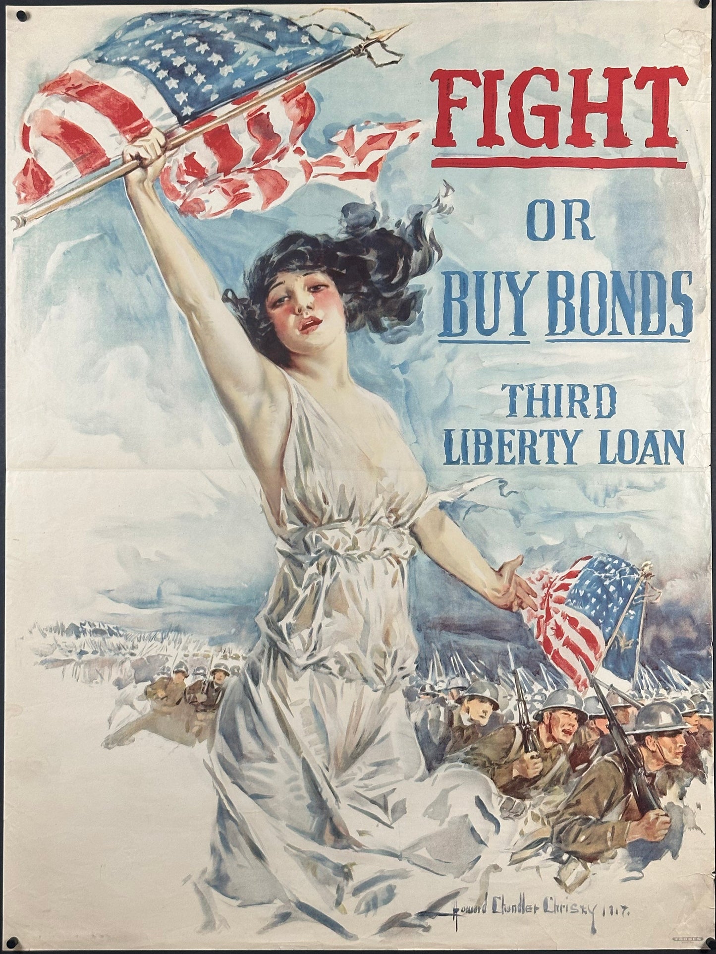 "Fight Or Buy Bonds" WWI Christy Girl Poster by Howard Chandler Christy (1917) - posterpalace.com