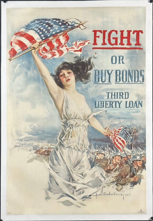 "Fight Or Buy Bonds" WWI Christy Girl Small Format Poster by Howard Chandler Christy (1917) - posterpalace.com