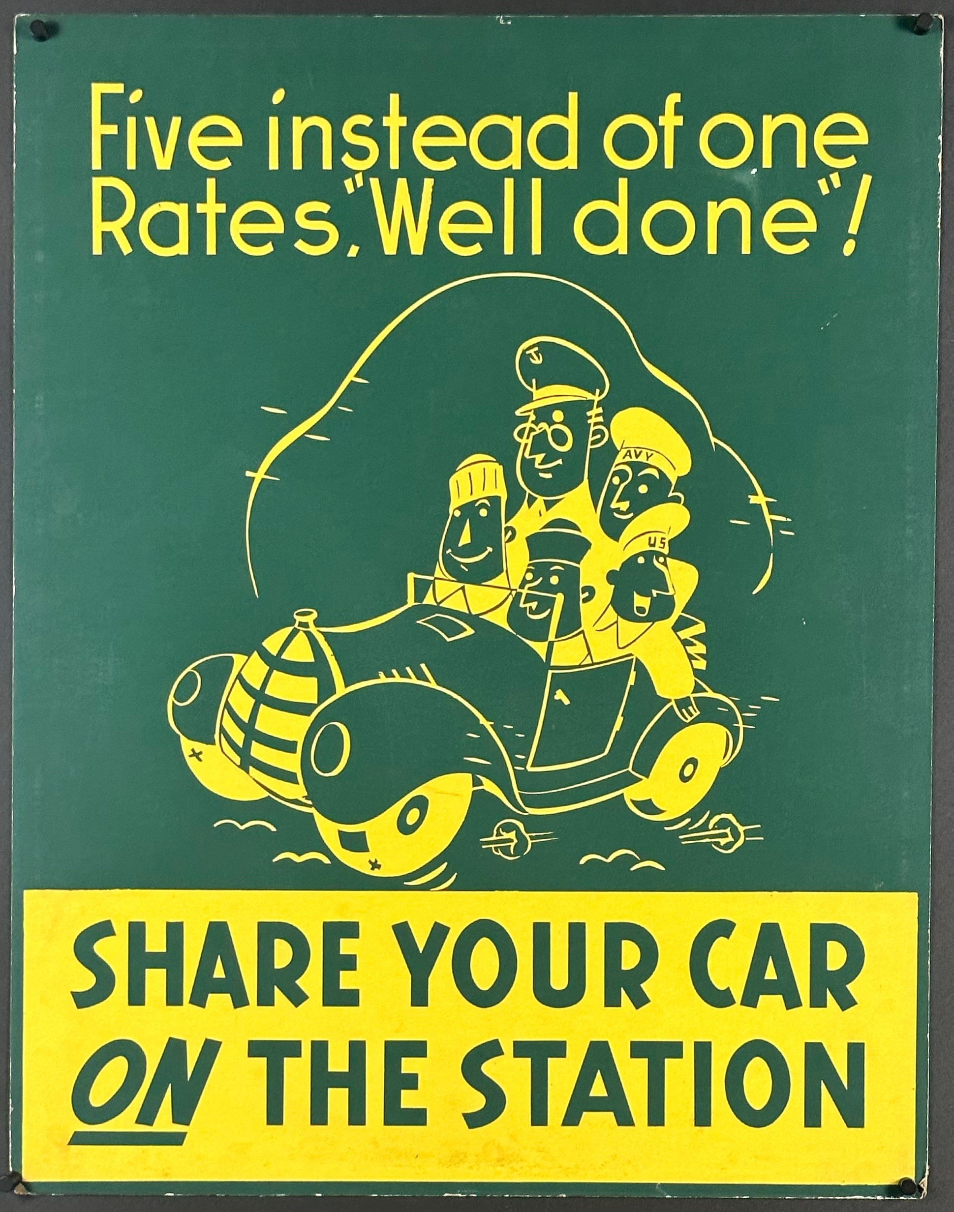 "Five Instead of One Rates Well Done!" WWII Navy Window Card (c. 1940s) - posterpalace.com