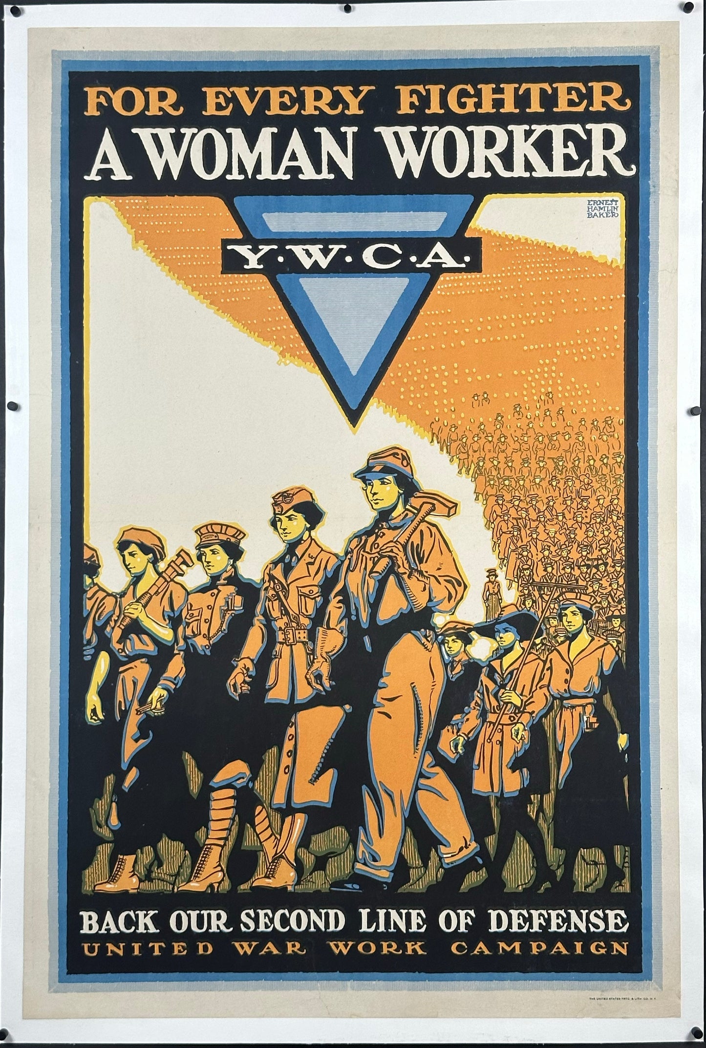 "For Every Fighter A Woman Worker" WWI YWCA Poster by Ernest Hamlin Baker (c. 1918) - posterpalace.com
