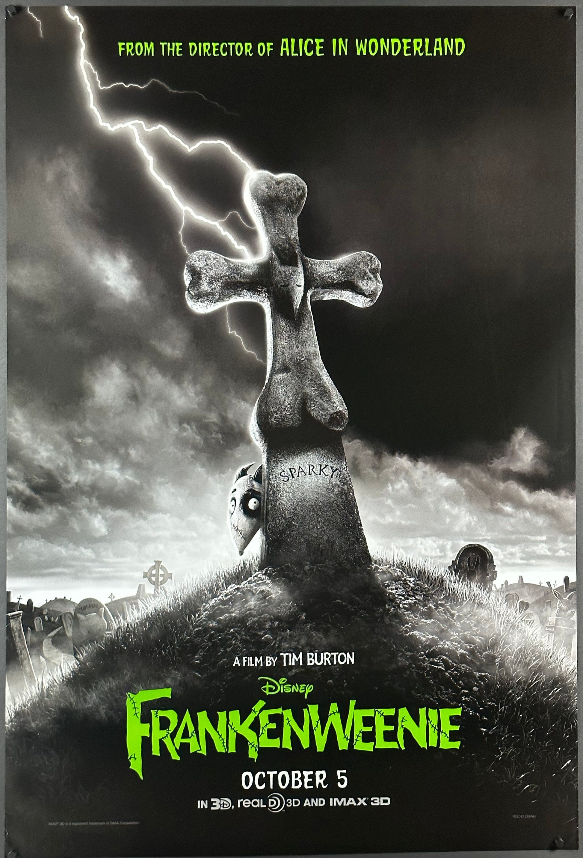 Frankenweenie US One Sheet Teaser Style (2012) - ORIGINAL RELEASE - posterpalace.com
