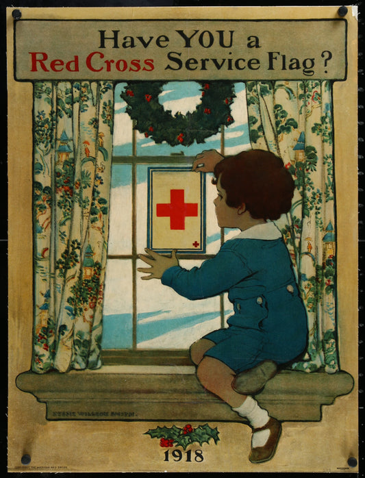 "Have You A Red Cross Service Flag?" WWI Red Cross Christmas Poster by Jessie W. Smith (1918) - posterpalace.com