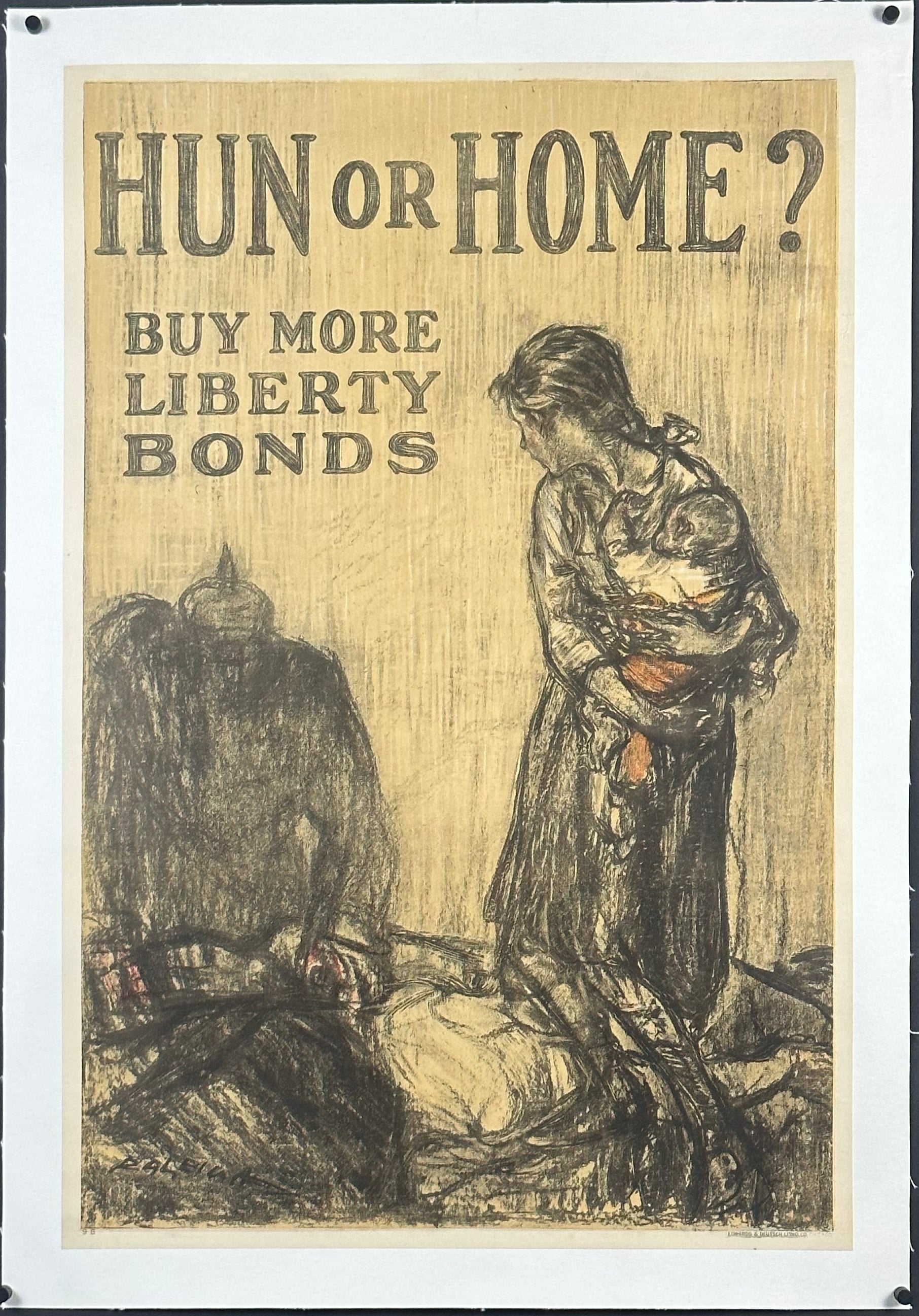 "Hun Or Home" WWI Home Front Bonds Poster by Henry Raleigh (1918) - posterpalace.com