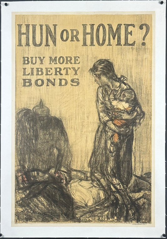 "Hun Or Home" WWI Home Front Bonds Poster by Henry Raleigh (1918) - posterpalace.com