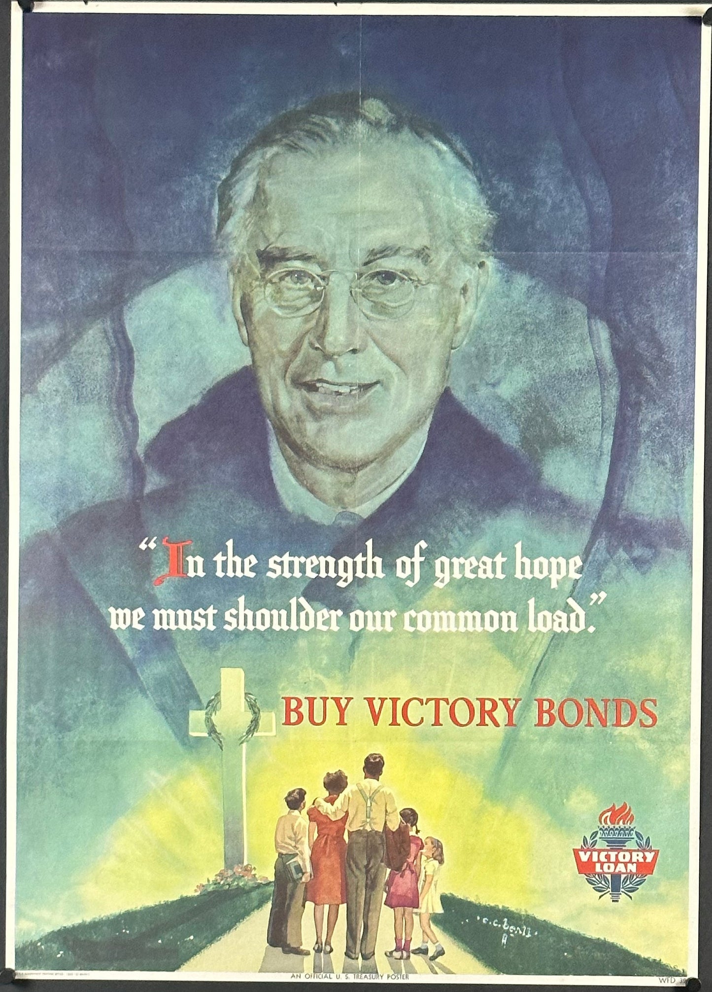 "In The Strength Of Great Hope" WWII Victory Bonds Poster by Cecil Calvert Beall (1945) - posterpalace.com