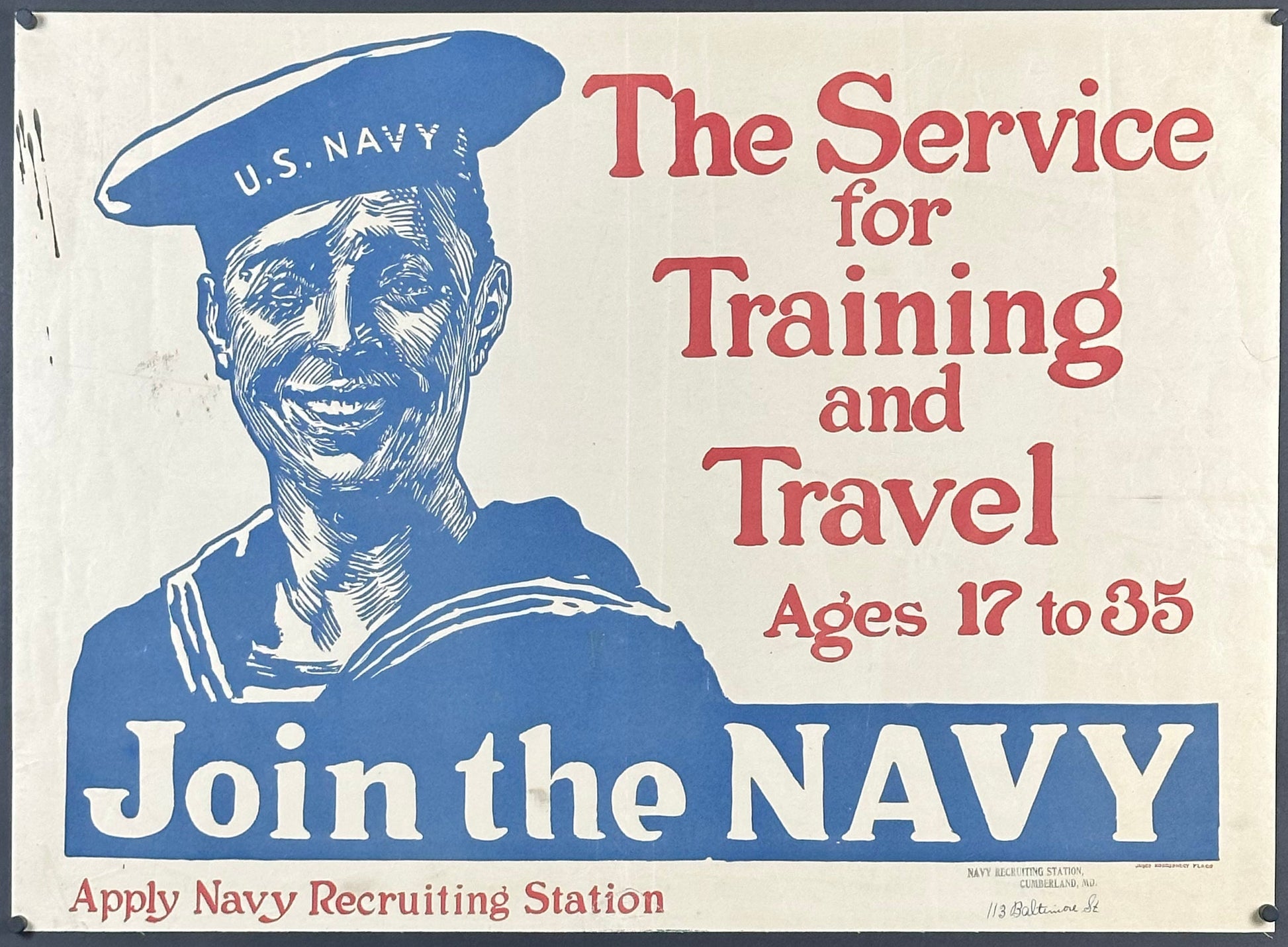 "Join The Navy" WWI Recruitment Poster by James Montgomery Flagg (ca. 1917) - posterpalace.com