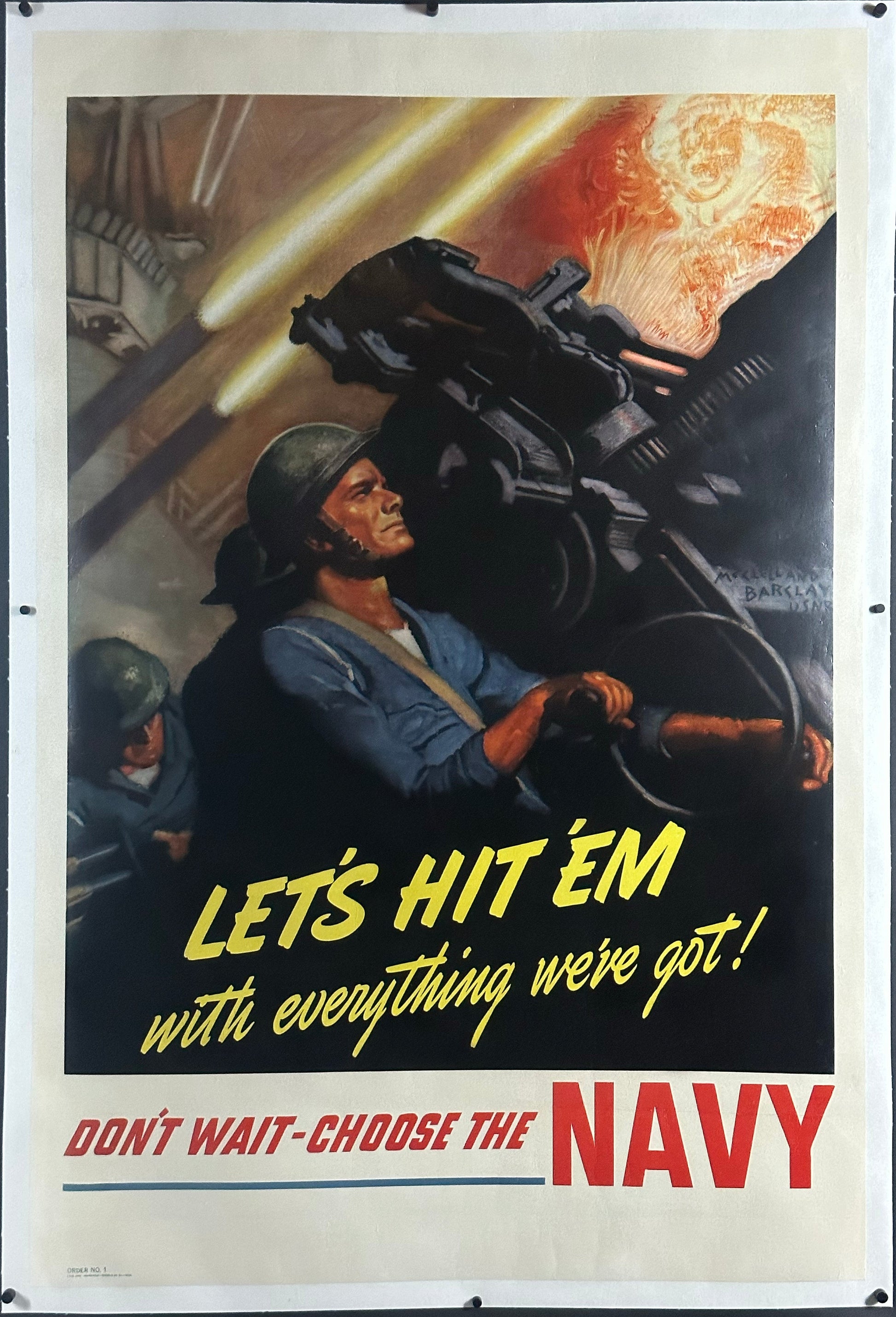 "Let's Hit 'Em With Everything We've Got!" WWII Navy Recruitment Poster by McClelland Barclay (1942) - posterpalace.com