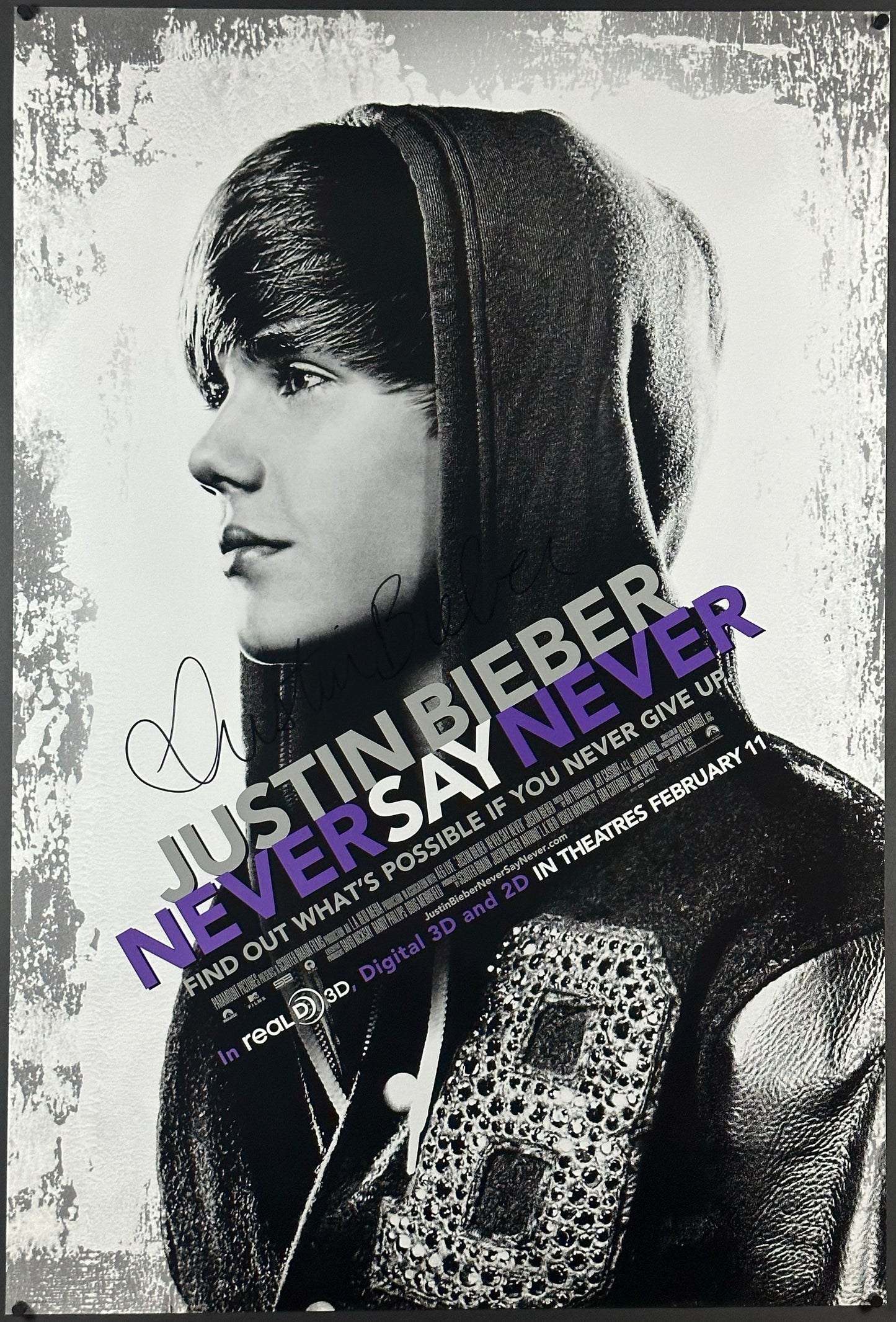 Justin Bieber: Never Say Never US One Sheet AUTOGRAPHED (2011) - ORIGINAL RELEASE - posterpalace.com