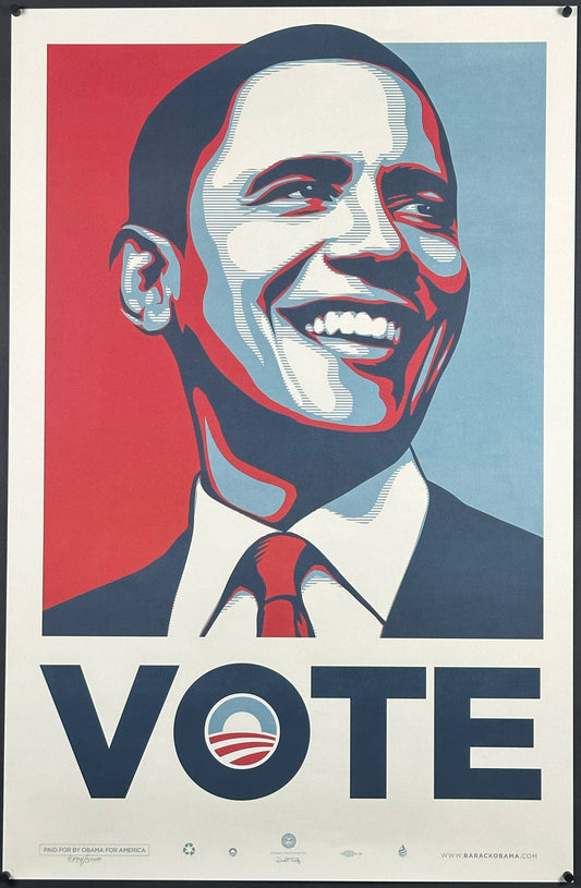 Obama "Vote" Campaign Poster Hand Numbered Edition by Shepard Fairey (2008) - posterpalace.com