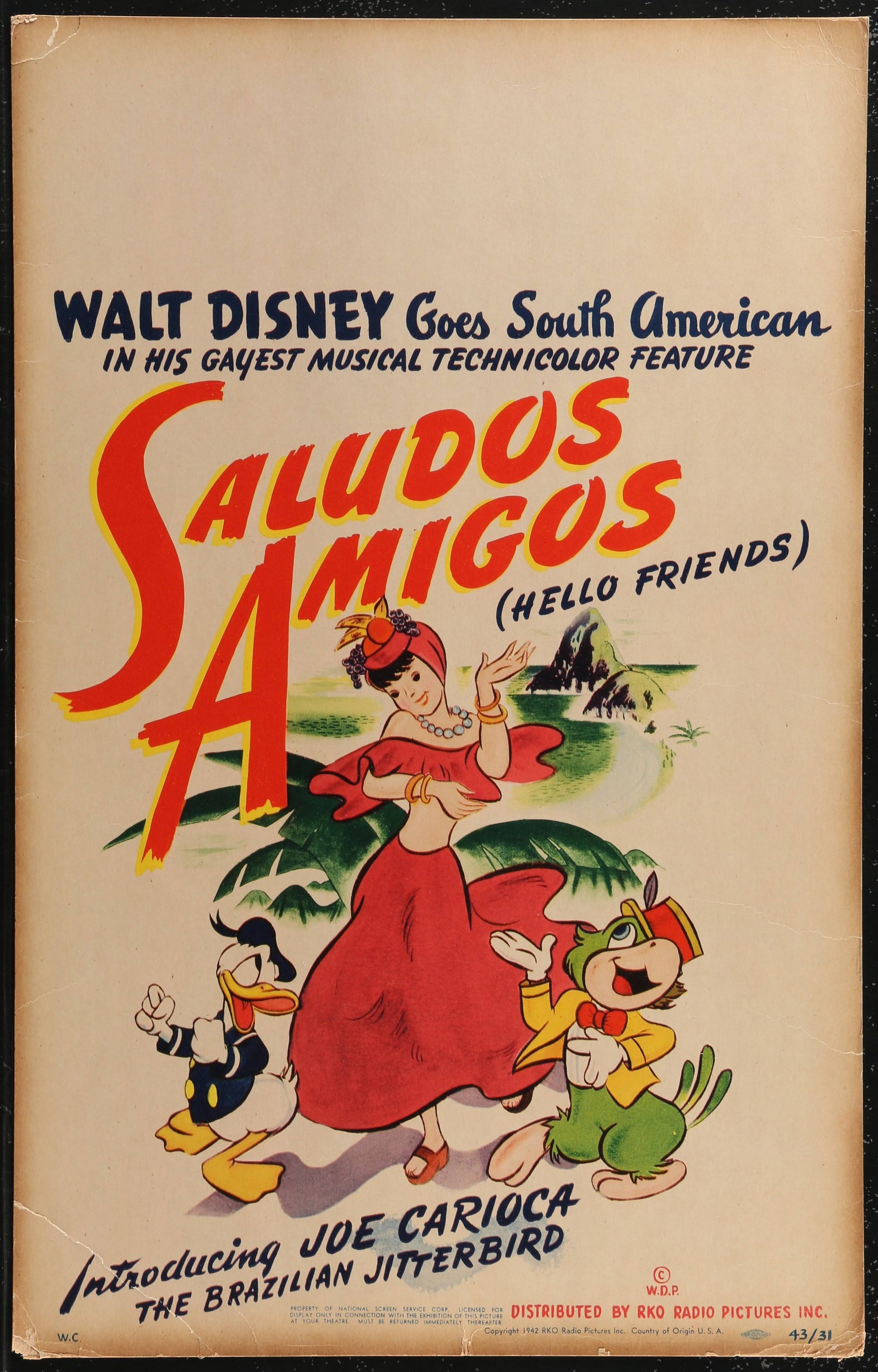 Saludos Amigos US Window Card (R 1944) - posterpalace.com