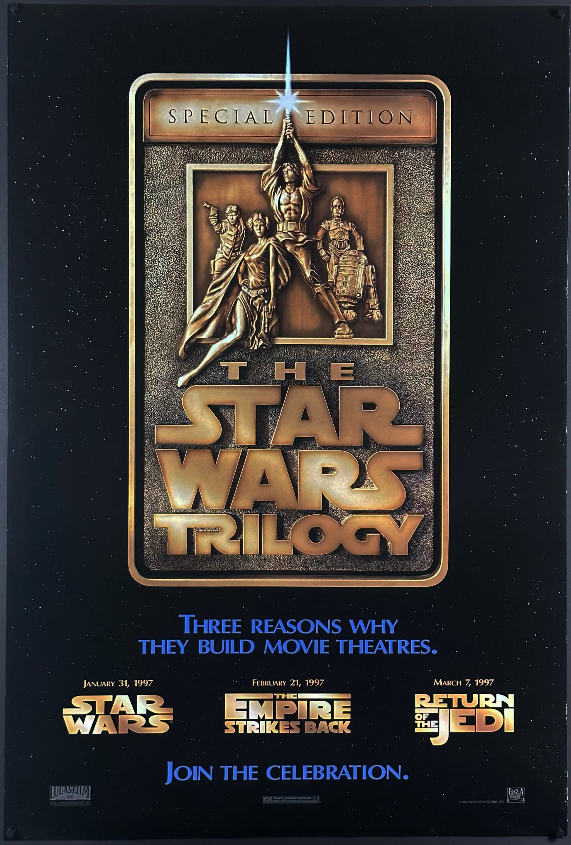 Star Wars: Episode IV - A New Hope Vintage US One Sheet Trilogy Teaser Style (1977) - ORIGINAL RELEASE - posterpalace.com