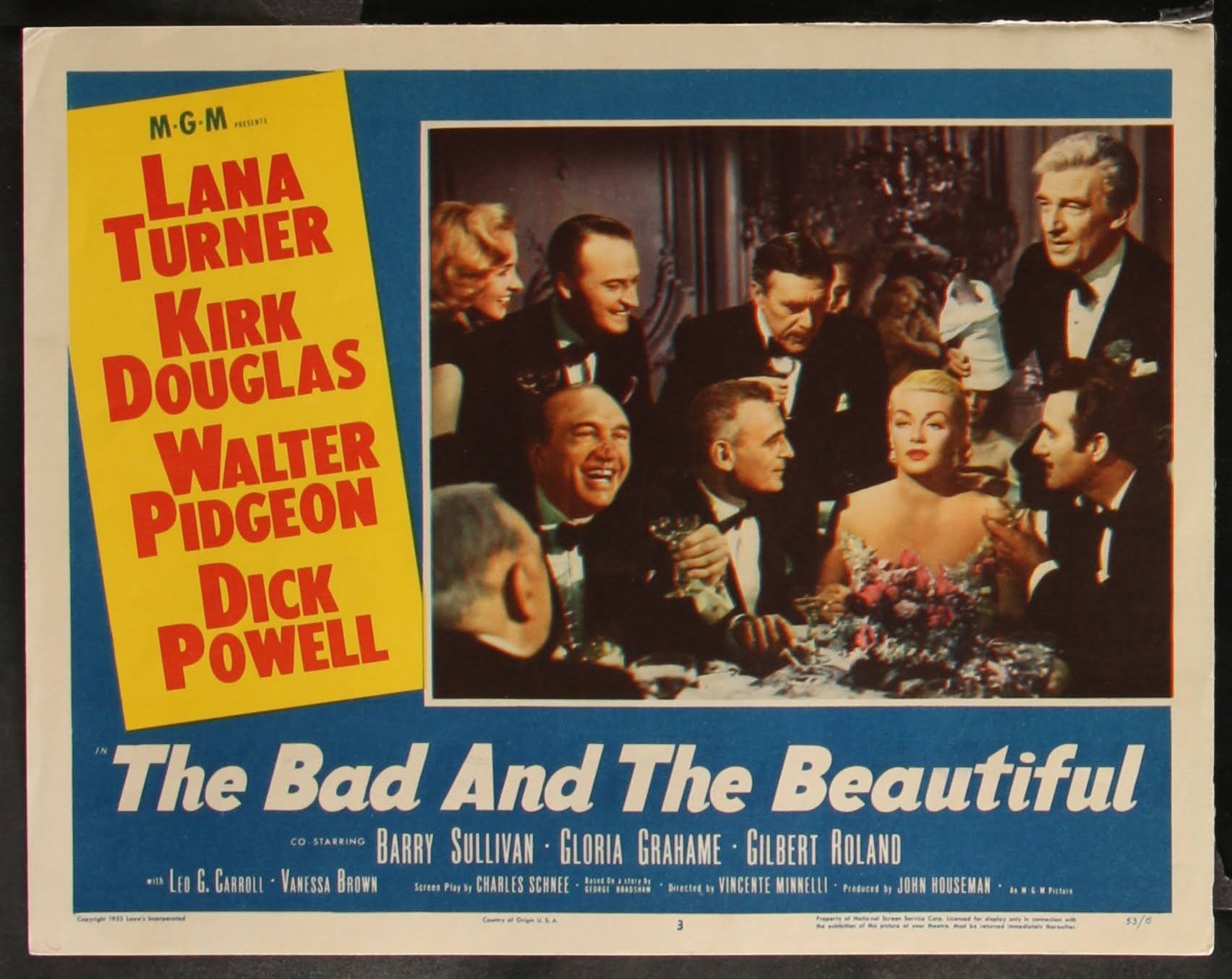 The Bad And The Beautiful US Lobby Card #3 (R 1953) - posterpalace.com