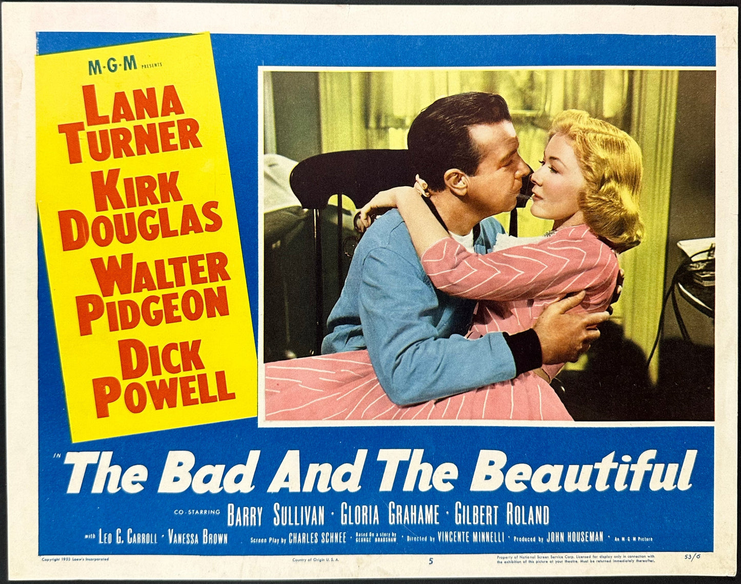 The Bad And The Beautiful US Lobby Card #5 (R 1953) - posterpalace.com
