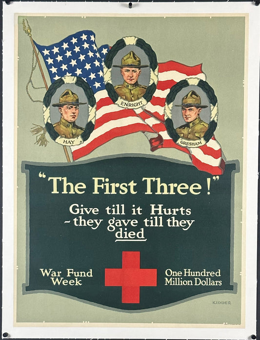 "The First Three!" Red Cross WWI Home Front Poster by Benjamin Kidder (1918) - posterpalace.com