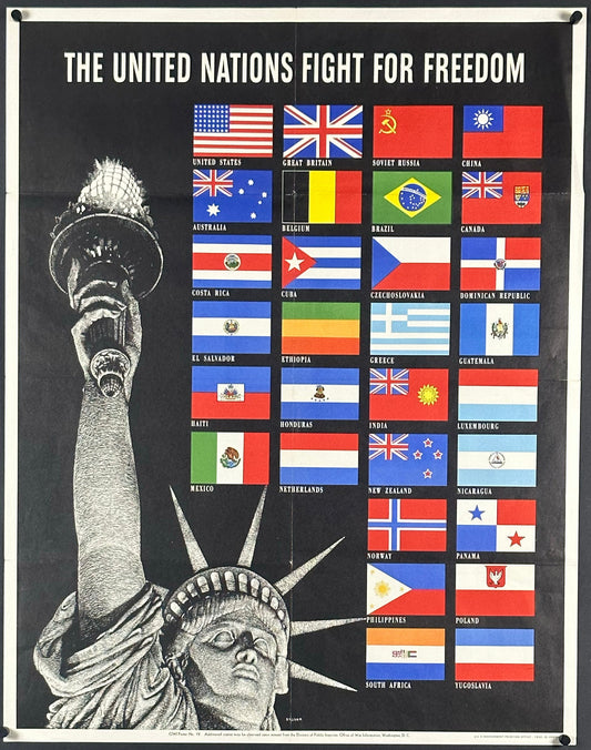 "The United Nations Fight For Freedom" WWII Home Front Poster by Steve Broder (1942) - posterpalace.com