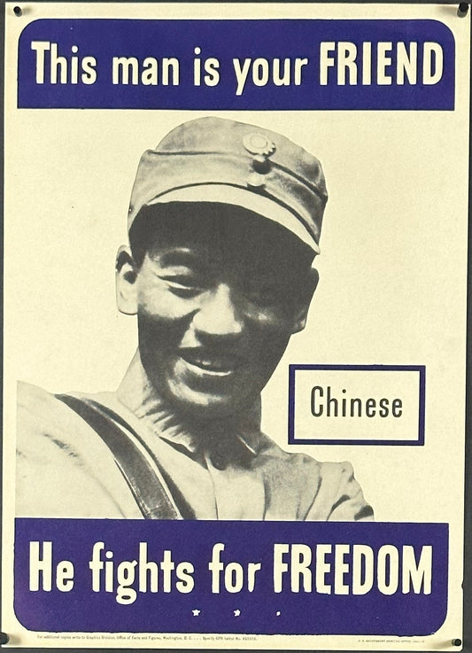 "This Man Is Your Friend - Chinese" WWII Home Front Poster (1942) - posterpalace.com