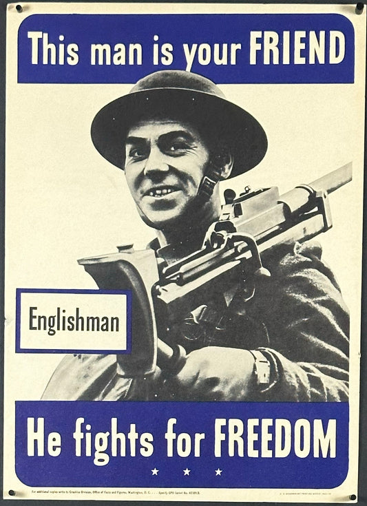 "This Man Is Your Friend - Englishman" WWII Home Front Poster (1942) - posterpalace.com