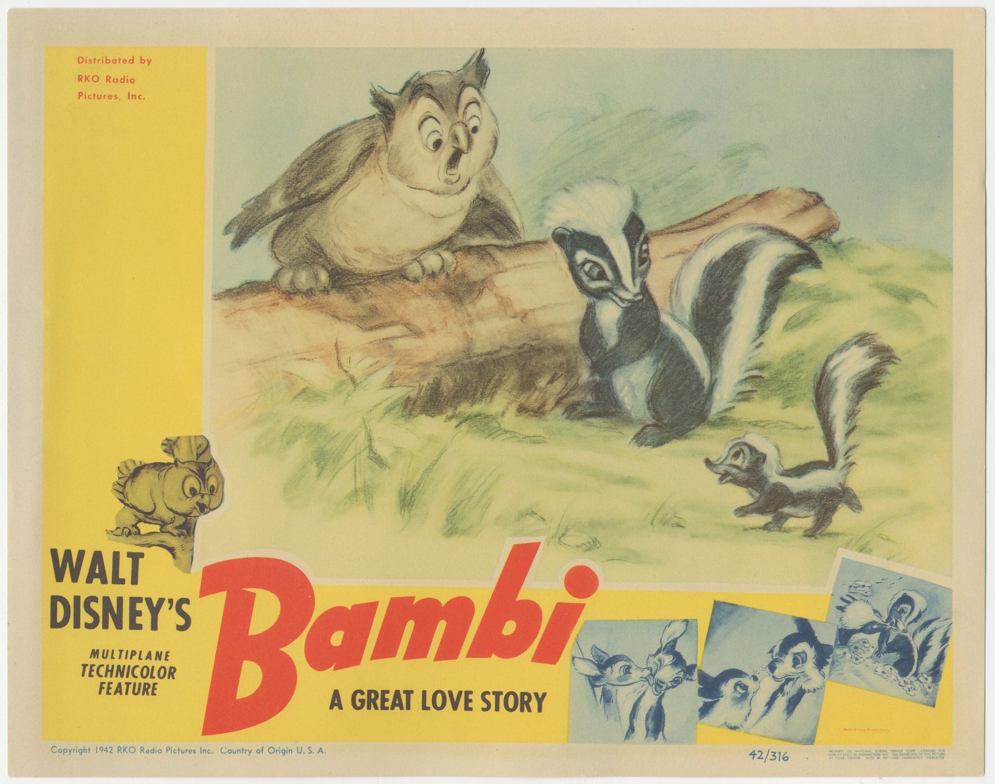 Walt Disney's Bambi US Lobby Card (1942) - ORIGINAL RELEASE - posterpalace.com