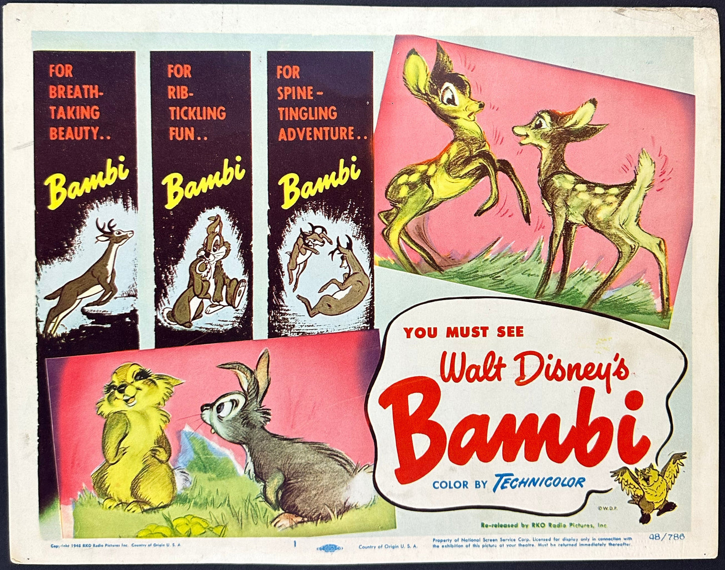 Walt Disney's Bambi US Title Lobby Card (R 1948) - posterpalace.com