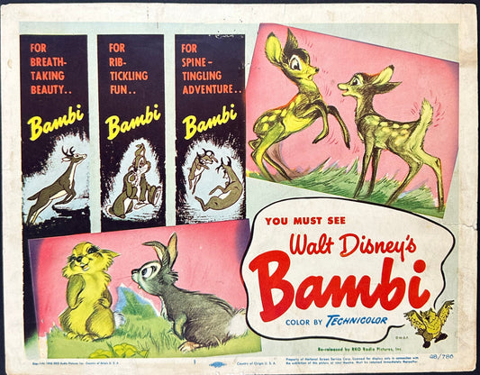 Walt Disney's Bambi US Title Lobby Card (R 1948) - posterpalace.com