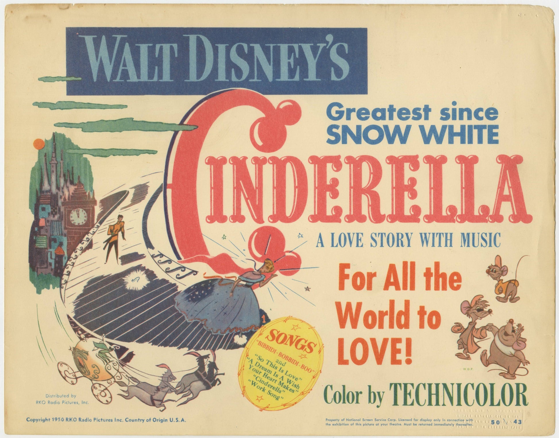 Walt Disney's Cinderella US Title Lobby Card (1950) - ORIGINAL RELEASE - posterpalace.com