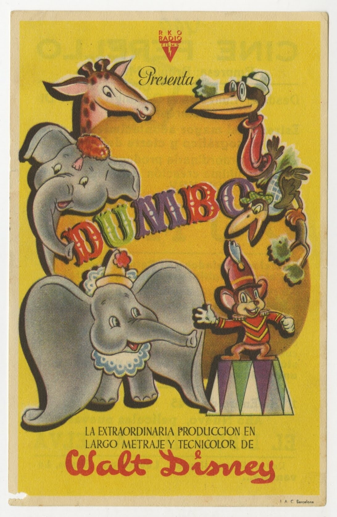 Walt Disney's Dumbo Spanish Herald (R 1944) - posterpalace.com