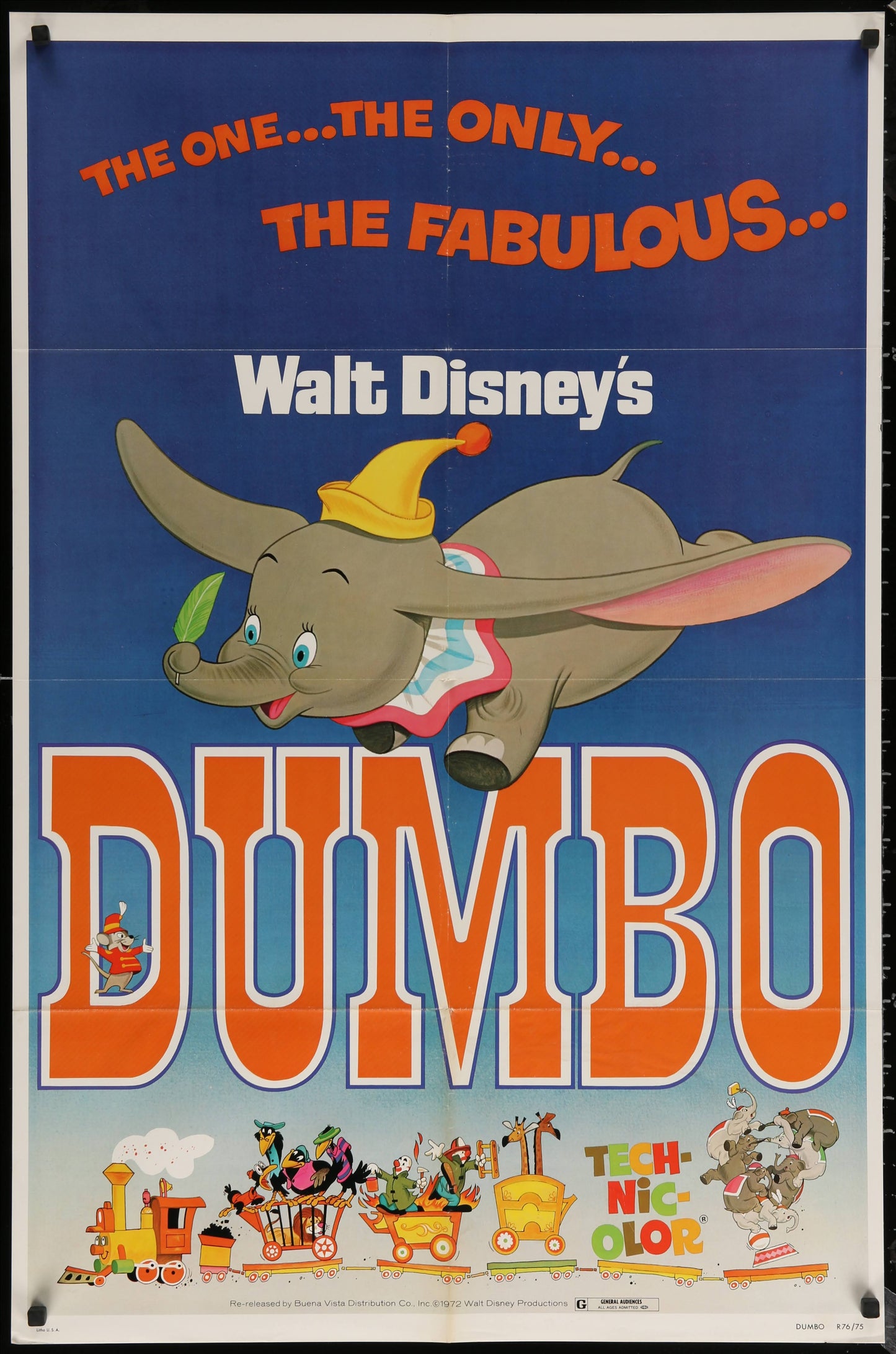 Walt Disney's Dumbo US One Sheet (R 1976) - posterpalace.com