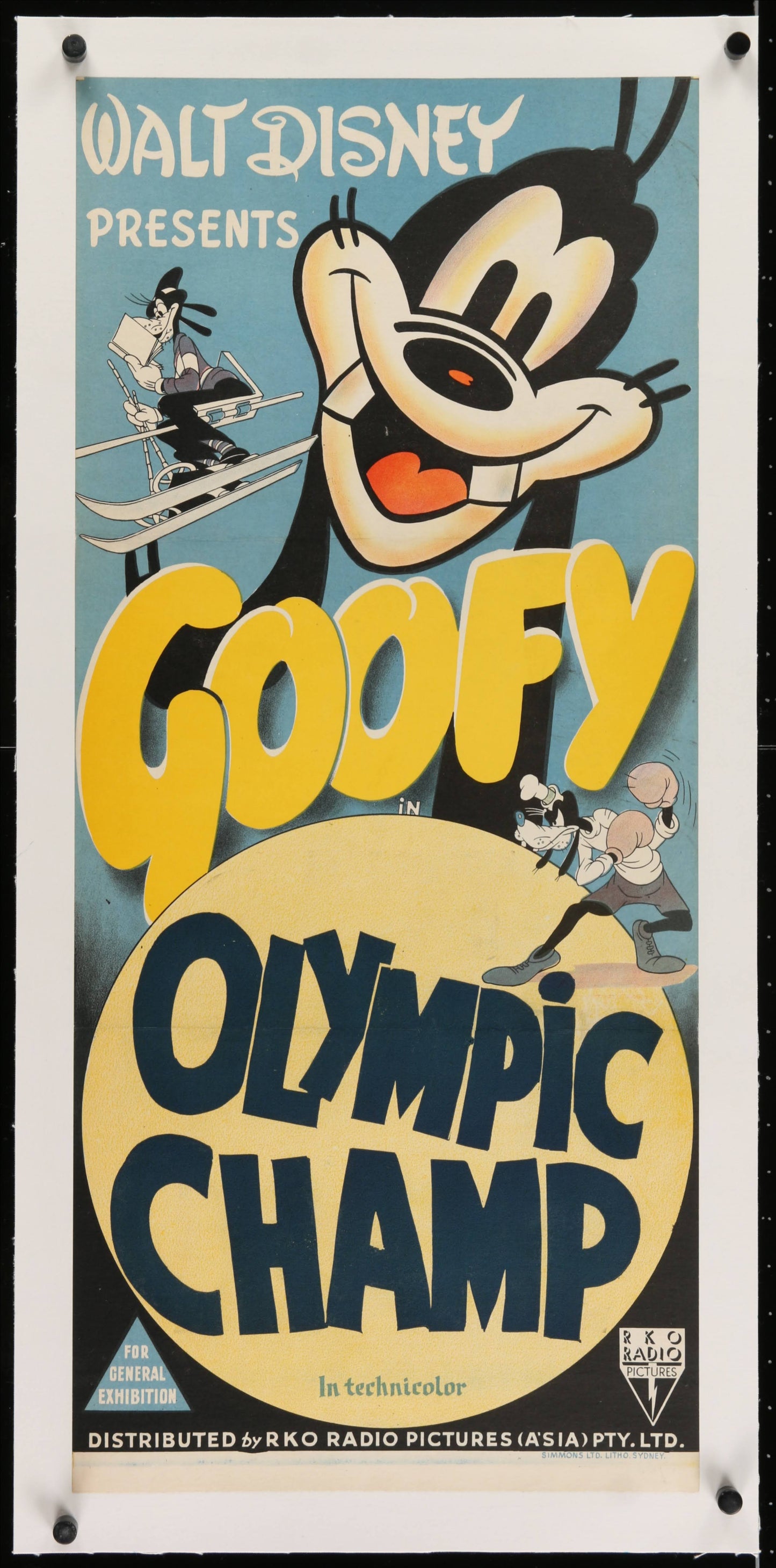 Walt Disney's Goofy in Olympic Champ Australian Daybill (1942) - ORIGINAL RELEASE - posterpalace.com
