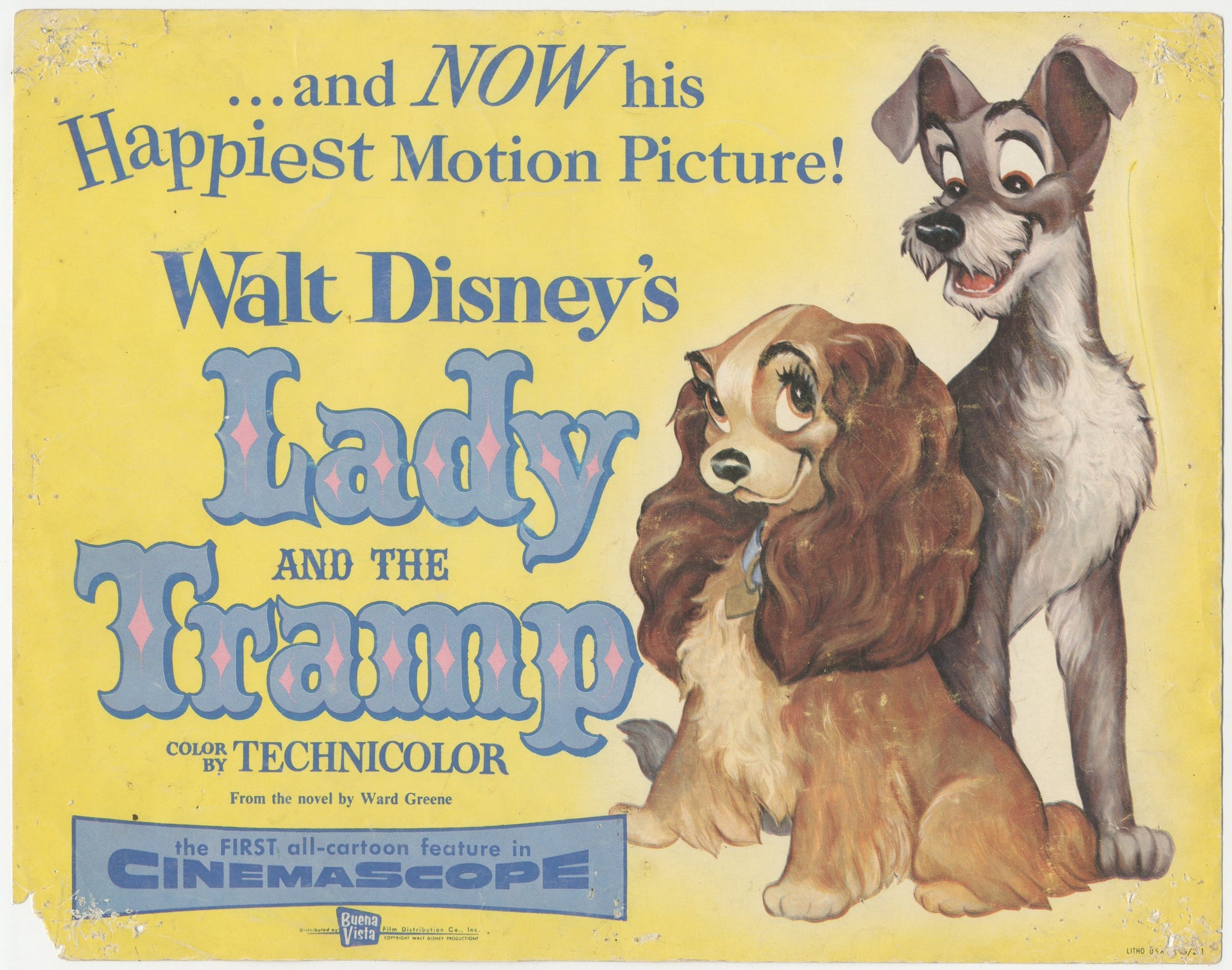 Walt Disney's Lady And The Tramp US Title Lobby Card (1955) - ORIGINAL RELEASE - posterpalace.com