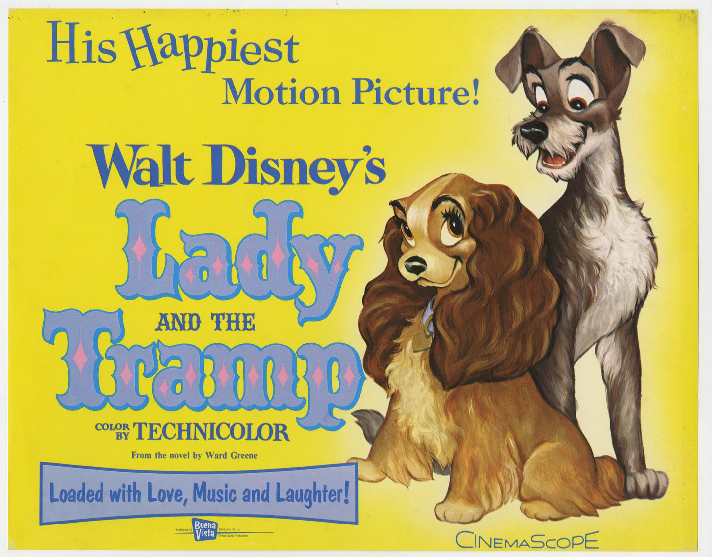 Walt Disney's Lady And The Tramp US Title Lobby Card (R 1962) - posterpalace.com