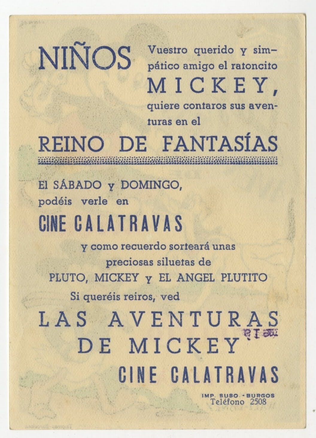 Walt Disney's Las Aventuras de Mickey, Pluto y Pato Donald Spanish Herald (ca. 1950s) - ORIGINAL RELEASE - posterpalace.com