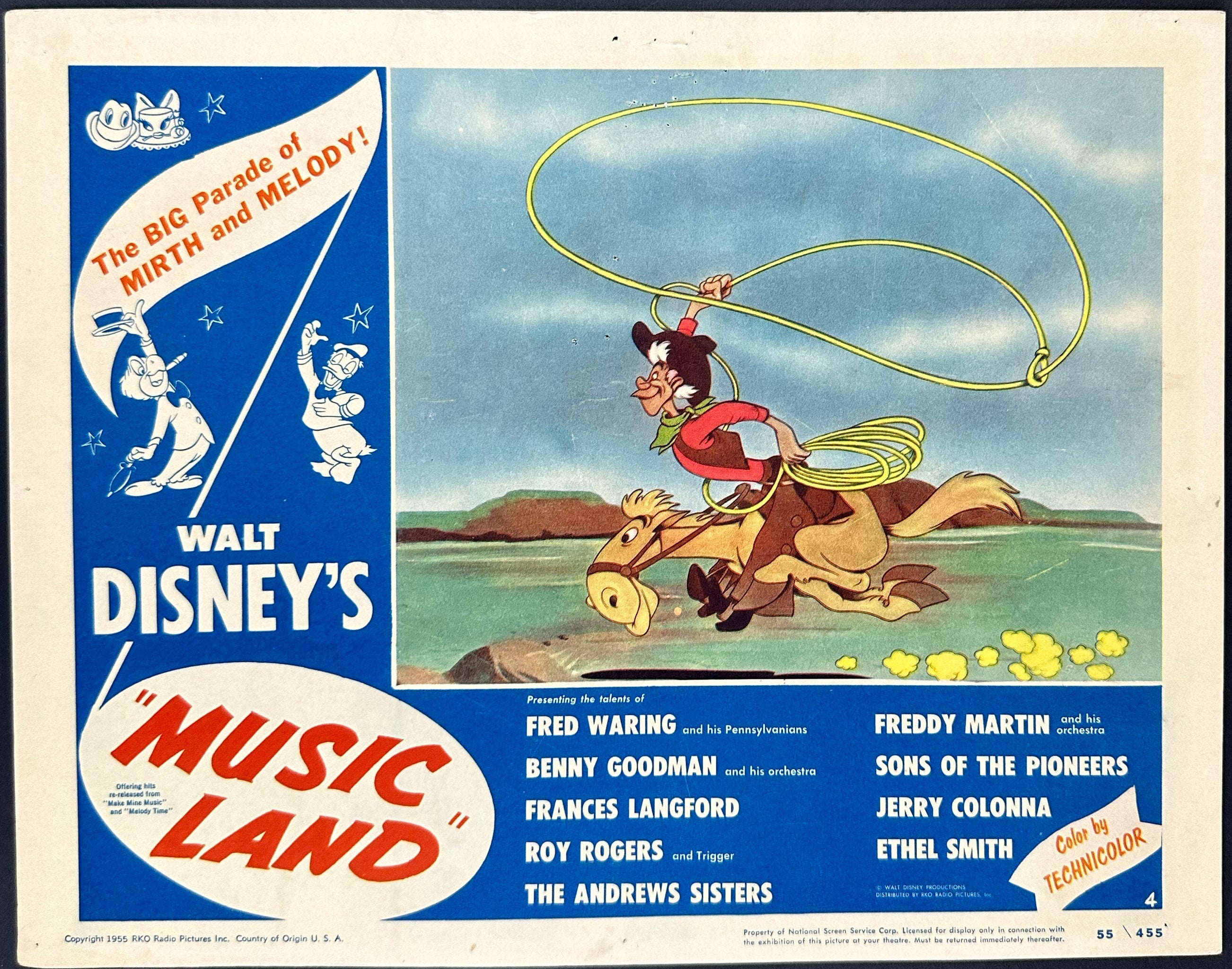 Walt Disney's Music Land Vintage US Complete Lobby Card Set (R