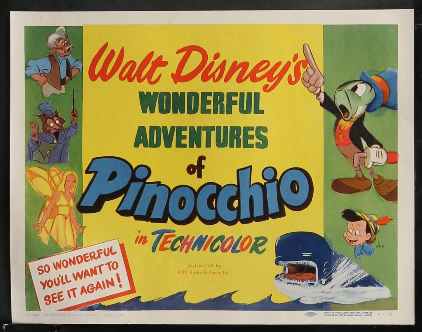 Walt Disney's Pinocchio US Complete Lobby Card Set (R 1945) - posterpalace.com